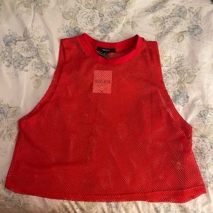 NWT red mesh cropped tank